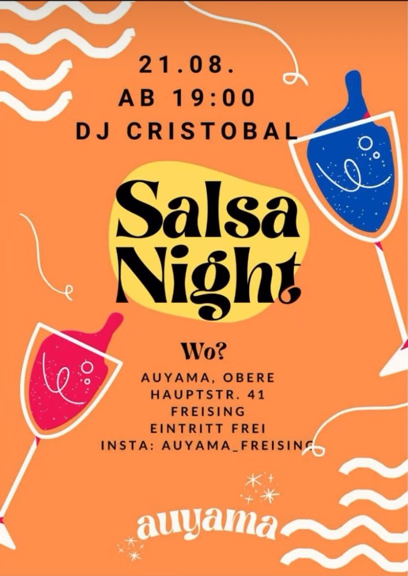 Flyer: Salsa Night mit DJ Cristobal, 21.08. ab 19 Uhr, Eintritt frei